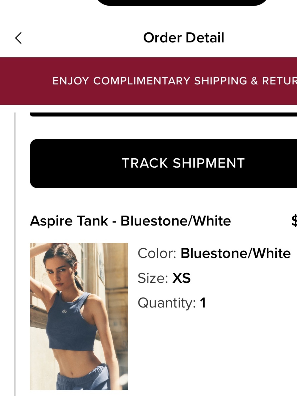 Alo Yoga Aspire Cropped Ribbed Tank Top - Bluestone - XS - Picture 6 of 6
